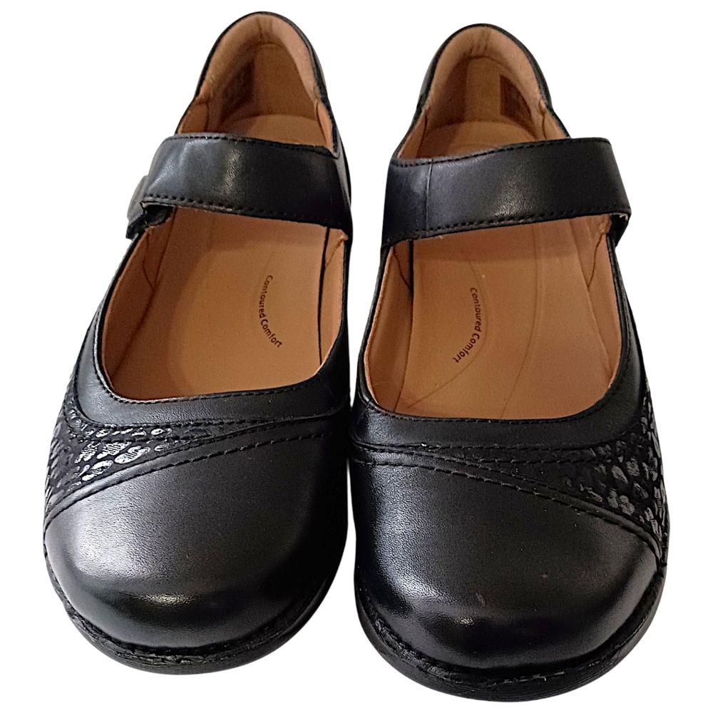 Clarks Appley Walk Mary Jane Shoes Sz 9M Womens Black Leather Comfort Modest - Picture 8 of 16